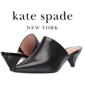 NEW KATE SPADE Black Leather Mules